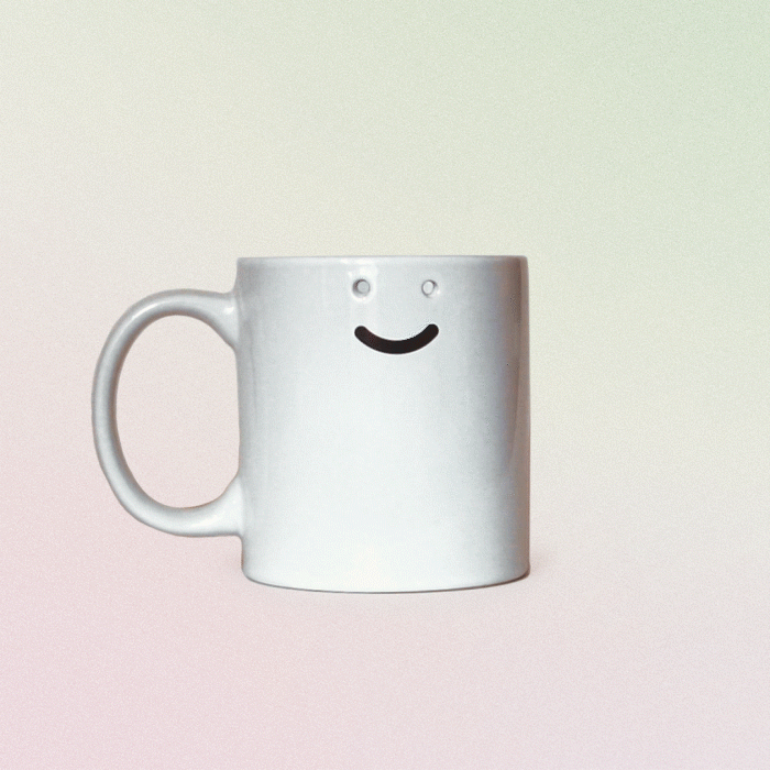 mug crying coffee from its eyes