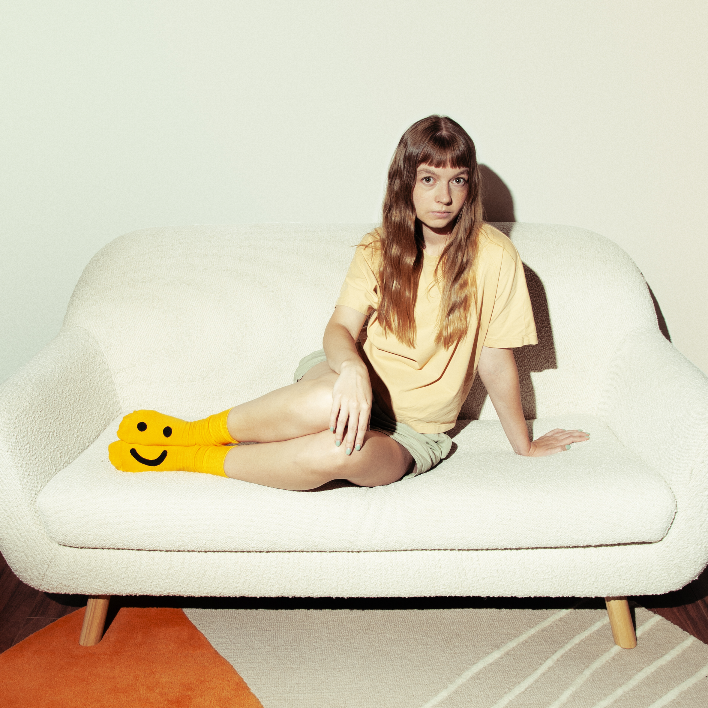 dorota pankowska wearing smiley socks